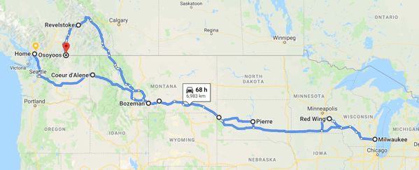 Map (rough) of 2019 route