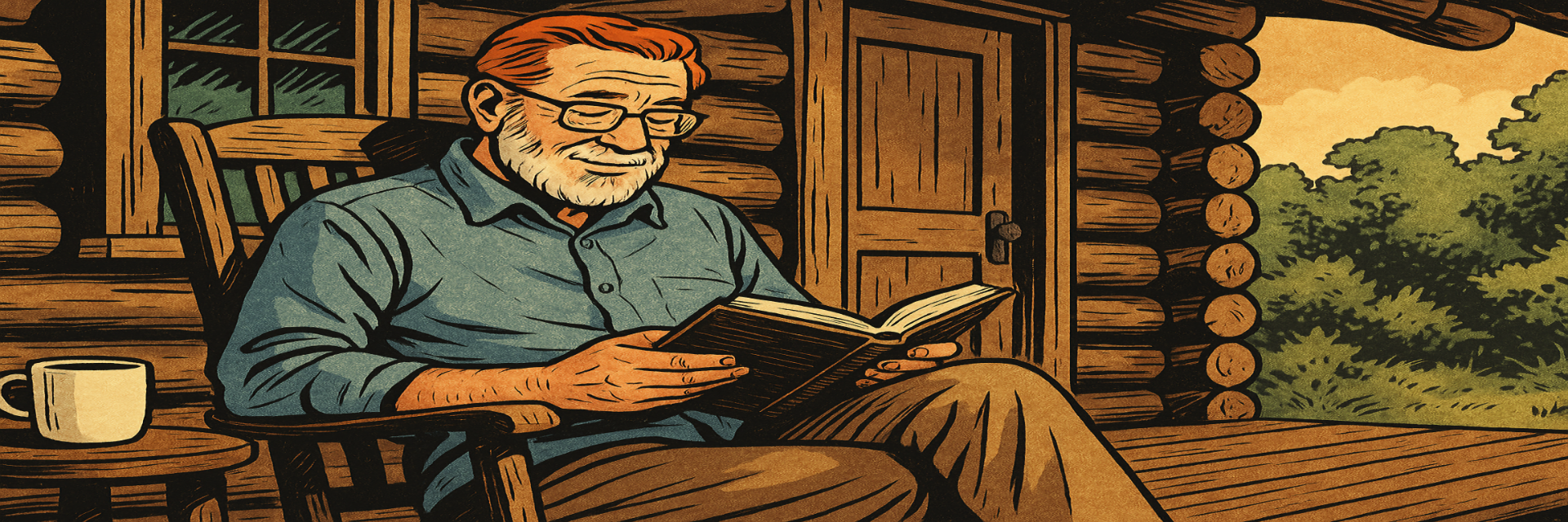 AI generated image of older red haired man enjoying retirement